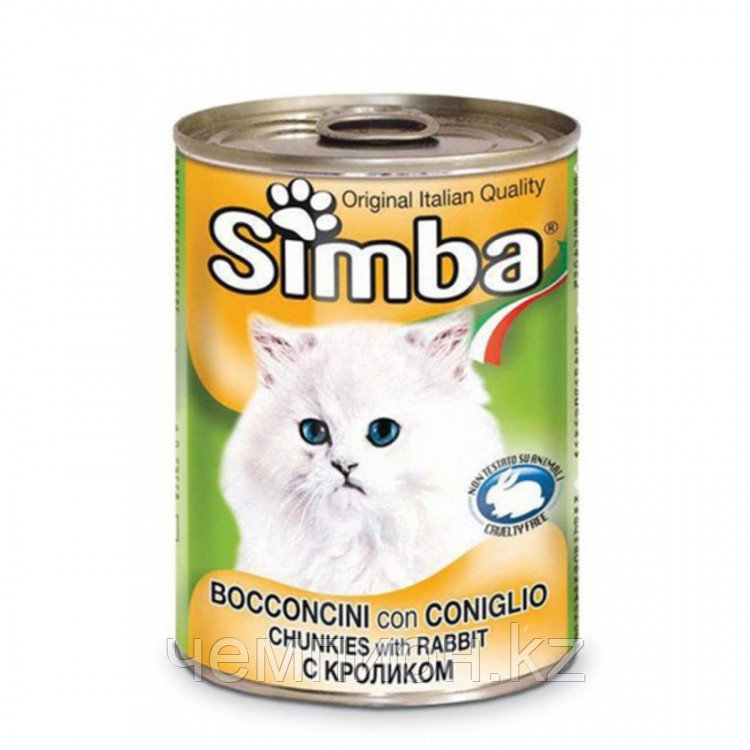 0908 SIMBA, Симба кусочки с кроликом для кошек, баночка 415гр.