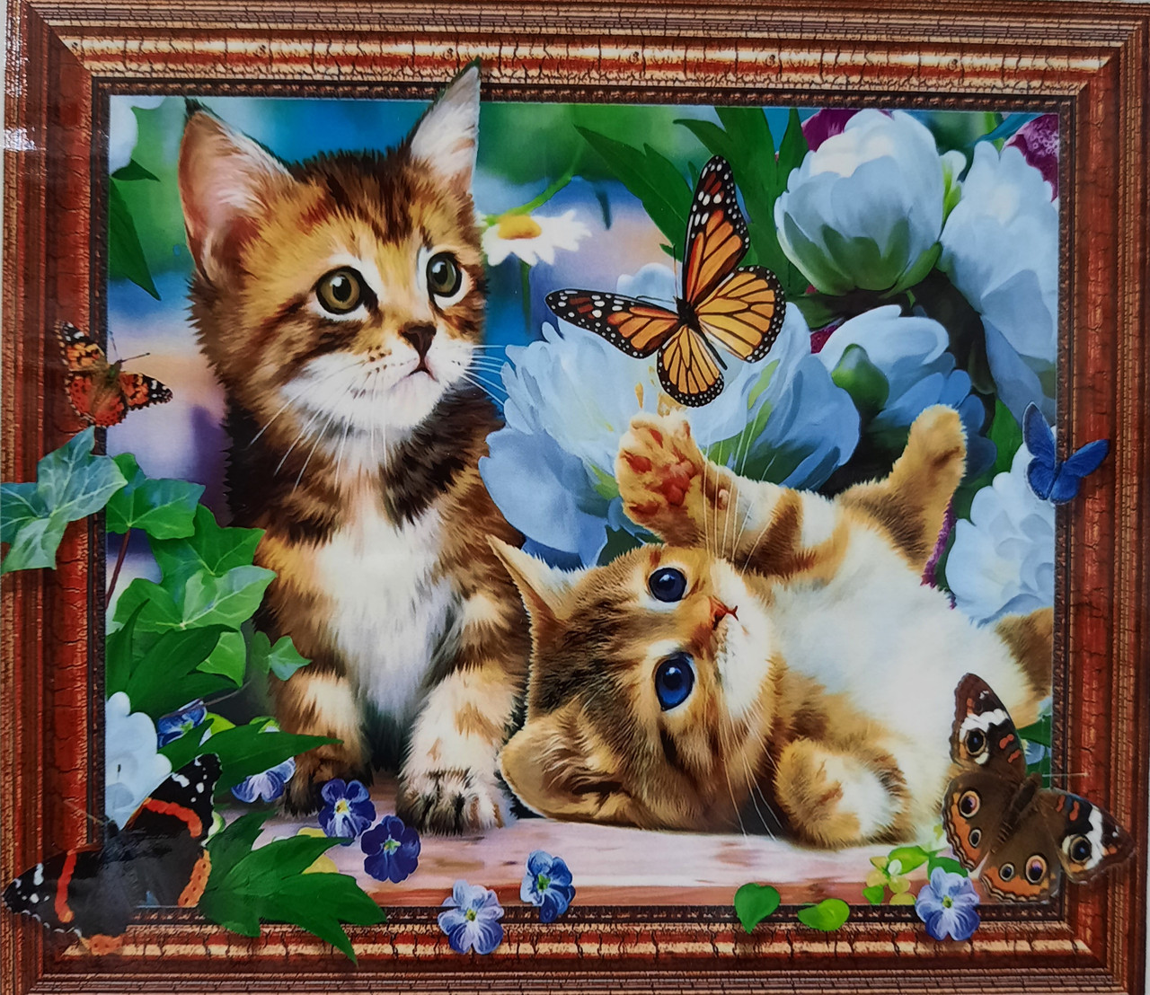 Алмазная мозаика на подрамнике круглые стразы 7D " Котята" 50х40