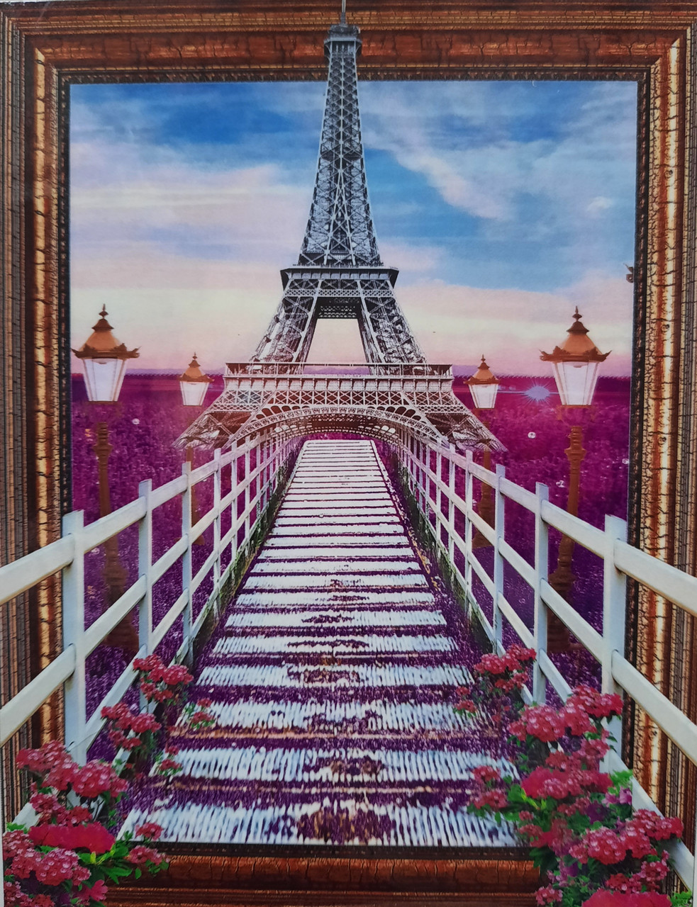 Алмазная мозаика на подрамнике круглые стразы 7D " Париж" 50х40