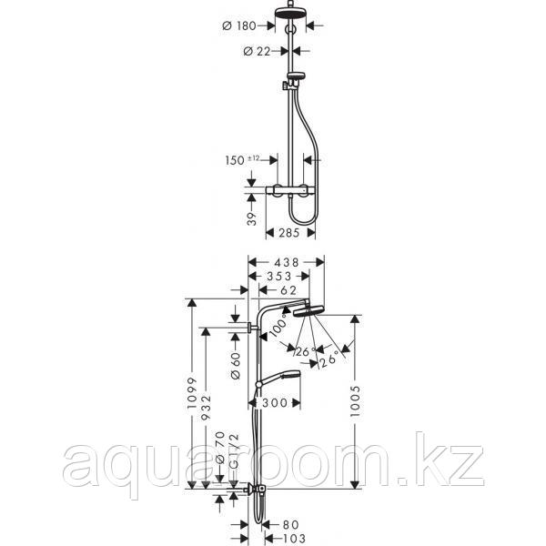 Душевая система hansgrohe Crometta 160 1Jet с термостатом (27264400) - фото 3 - id-p88546623