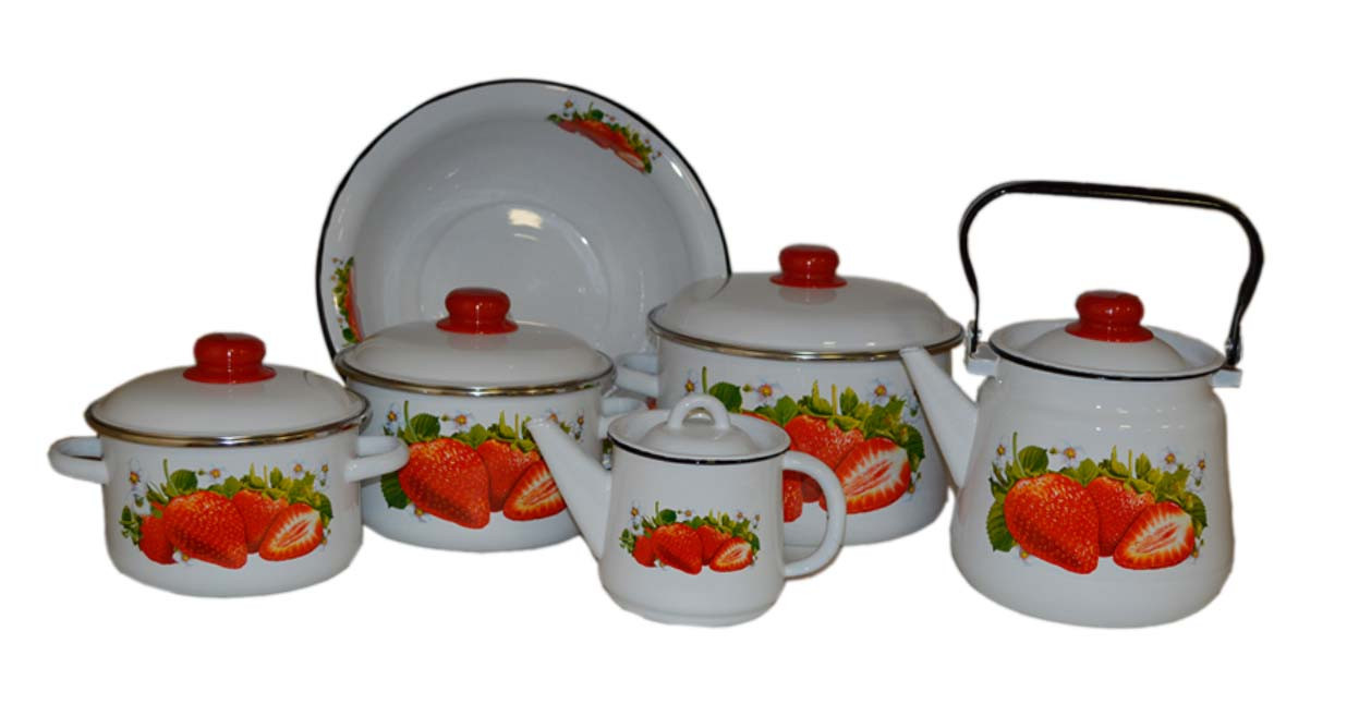 Набор кастрюль №37 из 6 пр. "Клубника садовая", бел. (СтальЭмаль, Россия), фото 1