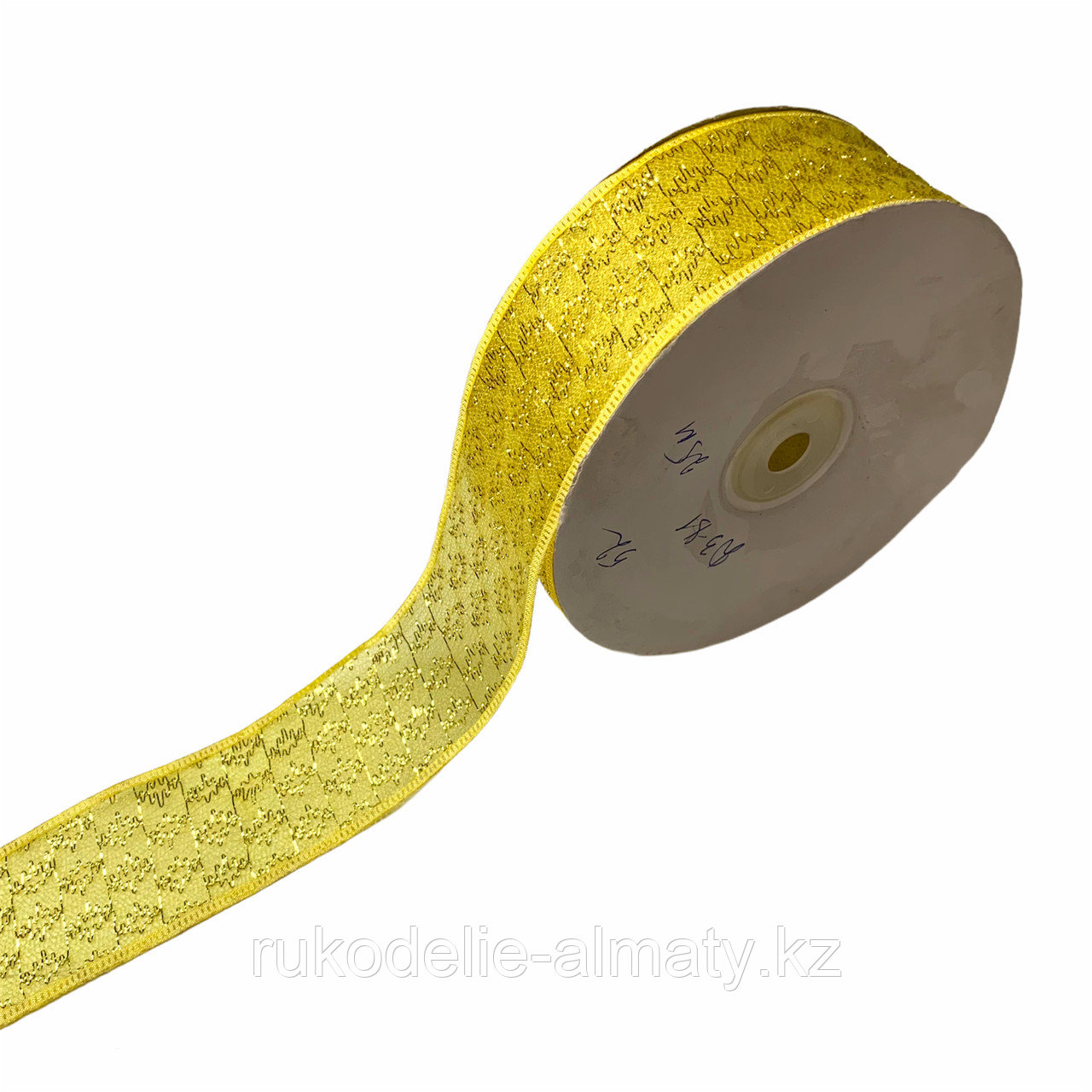 Лента капроновая с золотым люрексом 40 мм, Д3-81 желтый - фото 1 - id-p88548621