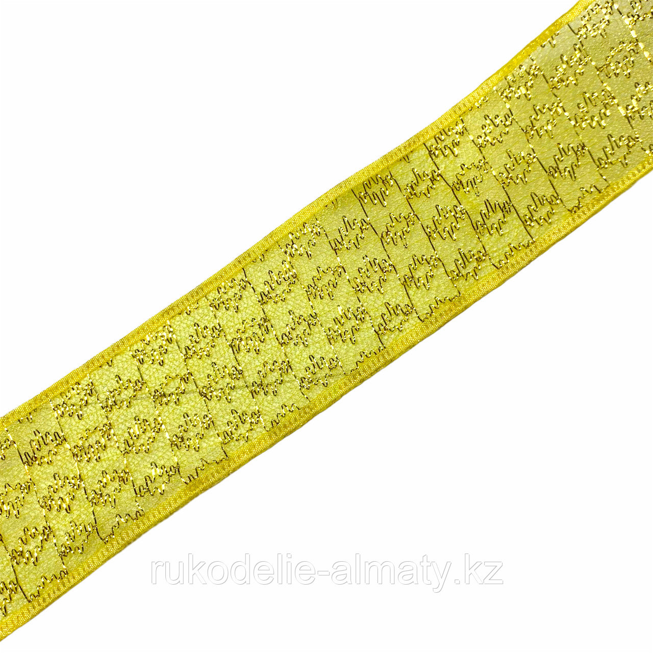 Лента капроновая с золотым люрексом 40 мм, Д3-81 желтый - фото 2 - id-p88548621
