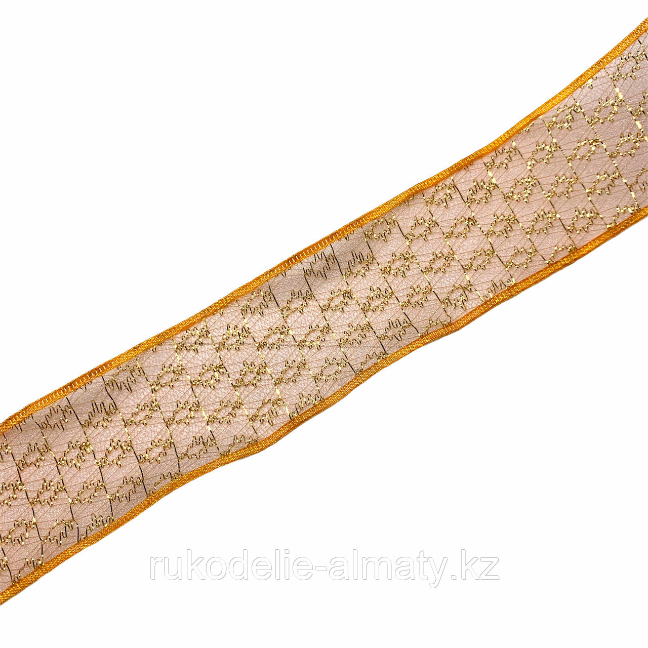 Лента капроновая с золотым люрексом 40 мм, Д3-81 бледно-оранжевый - фото 2 - id-p88548623