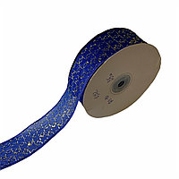 Лента капроновая с золотым люрексом 40 мм, Д3-81 синий