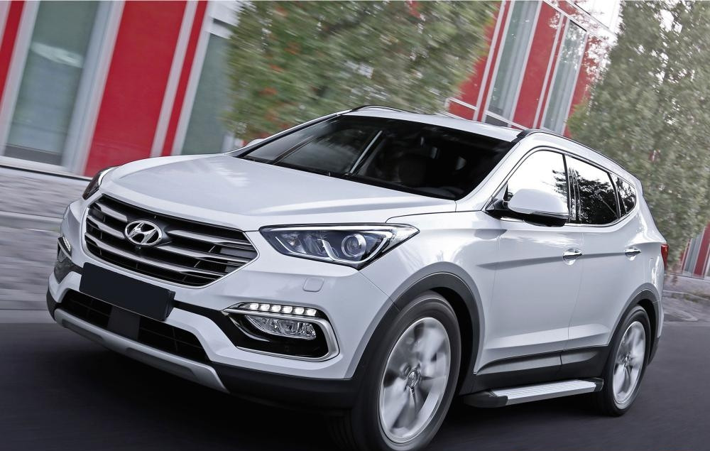 Пороги "Silver" Hyundai Santa Fe (2012-2018)/Santa Fe Premium (2015-2016)