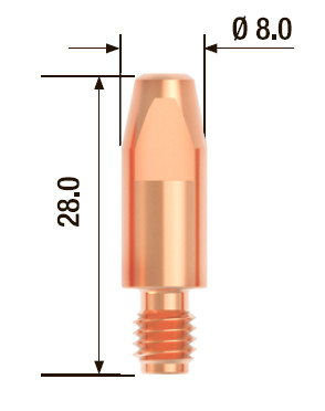 FUBAG Контактный наконечник M6х28 мм ECU D=1.6 мм (25 шт.) - фото 1 - id-p88549825