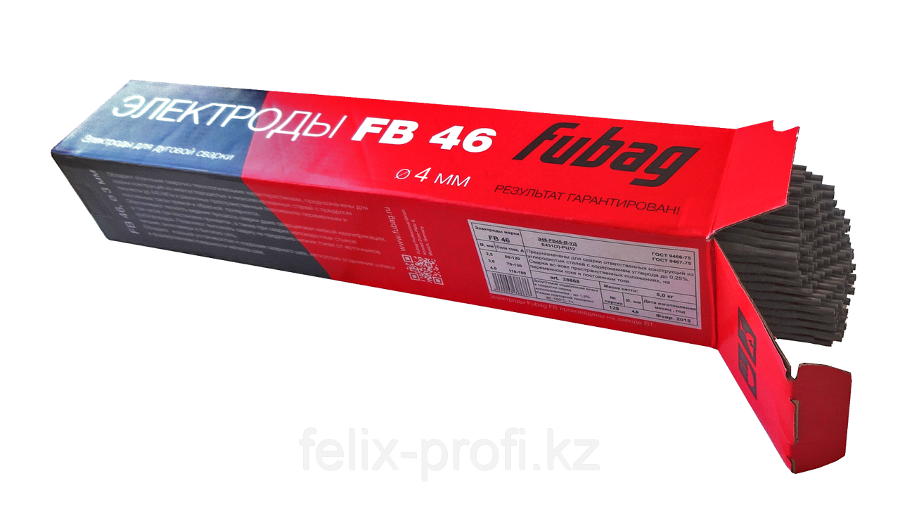 FUBAG Электрод сварочный с рутилово-целлюлозным покрытием FB 46 D4.0 мм (пачка 5 кг)