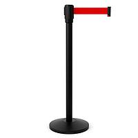 Стойка-ограждение с вытяжной лентой (черная, d-51мм, h-910мм, лента-3м)