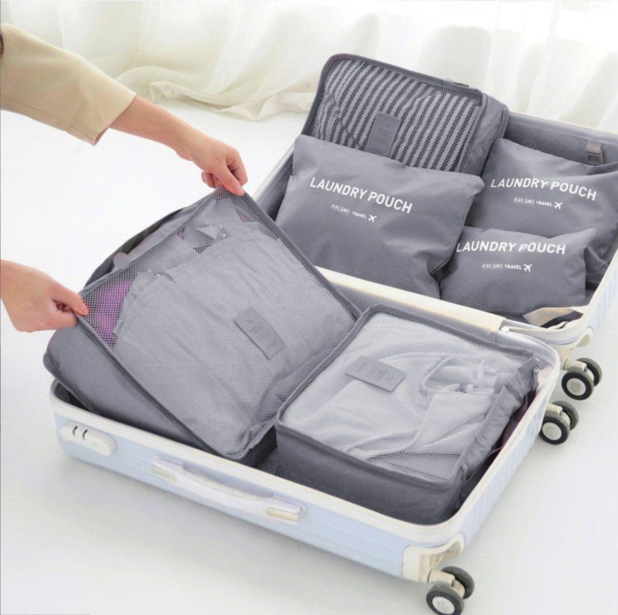 Дорожный набор органайзеров водонепроницаемые 6 в 1 Laundry pouch travel серые - фото 4 - id-p88577012