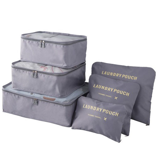 Дорожный набор органайзеров водонепроницаемые 6 в 1 Laundry pouch travel серые - фото 5 - id-p88577012