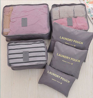 Дорожный набор органайзеров водонепроницаемые 6 в 1 Laundry pouch travel серые - фото 7 - id-p88577012