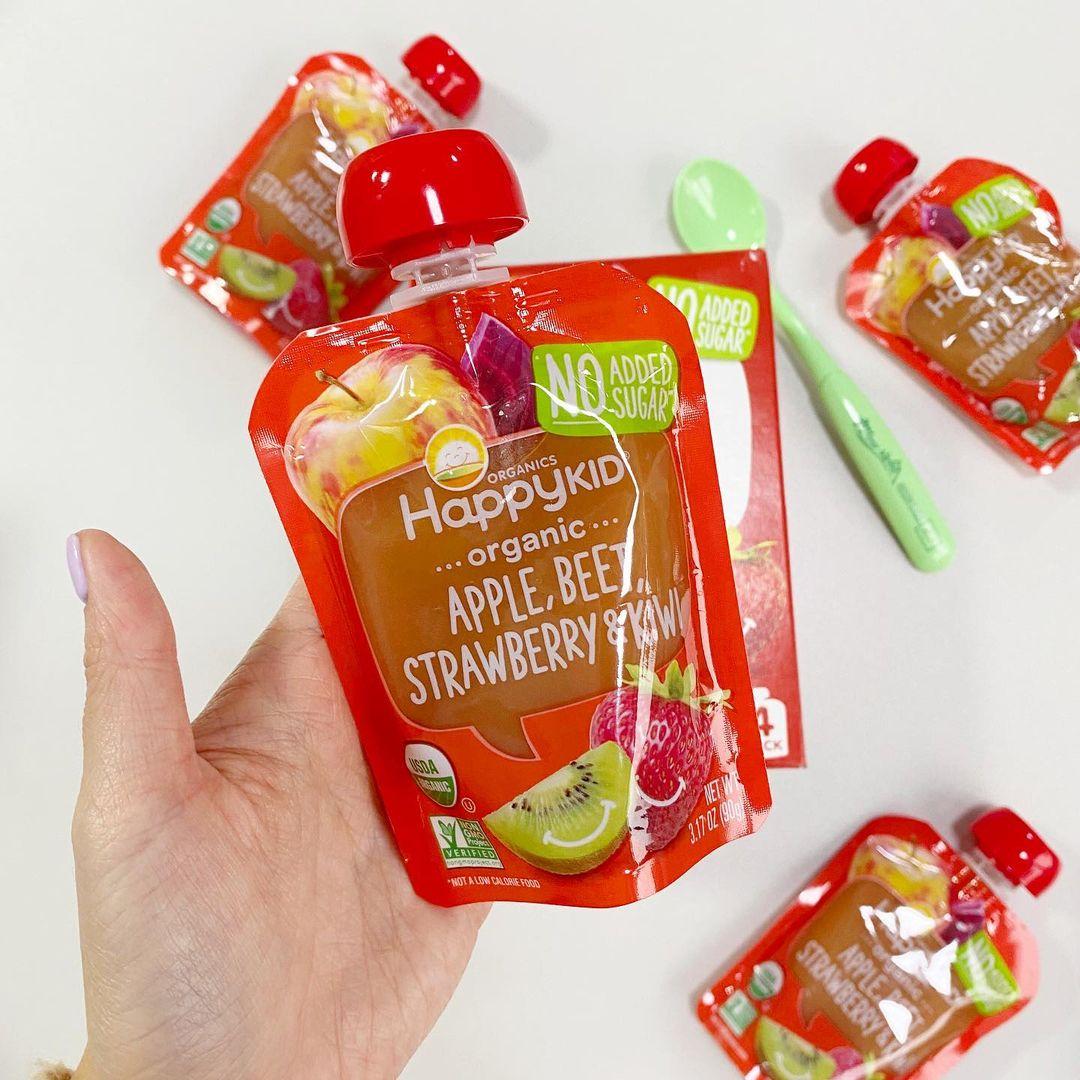 Детское пюре Happy Kid Organic Apple, Beet, Strawberry & Kiwi, 4 Pouches