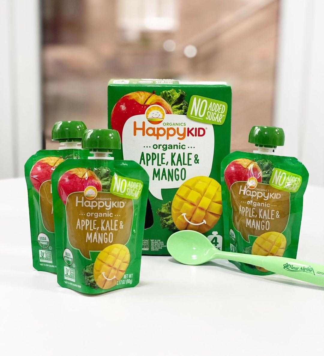 Детское пюре от Happy Kid, Organic Apple, Kale & Mango, 4 Pouches