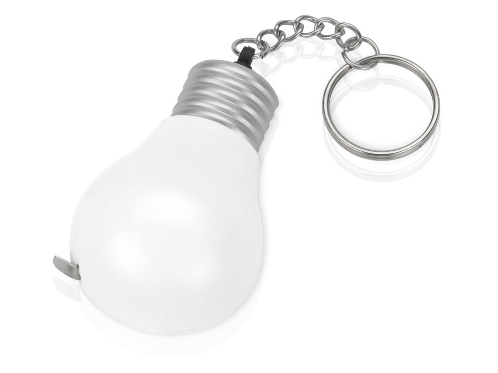 Брелок-рулетка для ключей Лампочка, белый/серебристый (артикул 709526) - фото 1 - id-p65789267