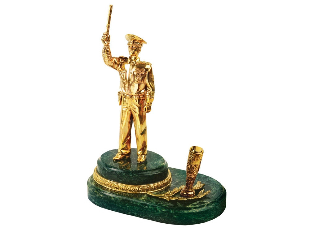 Настольный прибор Инспектор, золотистый/зеленый (артикул 61715)