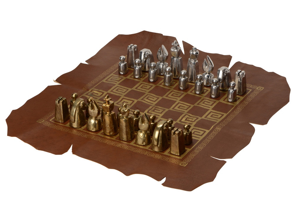 Шахматы биметаллические, шахматное поле из натуральной кожи (артикул 540010) - фото 1 - id-p88581444