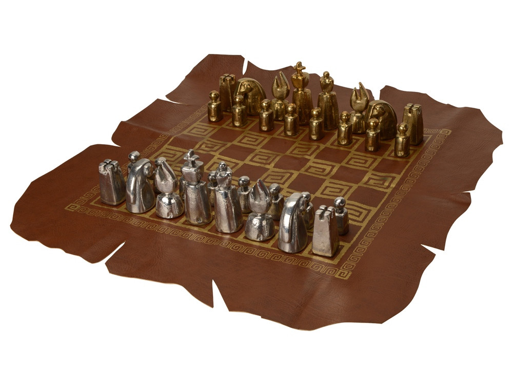 Шахматы биметаллические, шахматное поле из натуральной кожи (артикул 540010) - фото 2 - id-p88581444