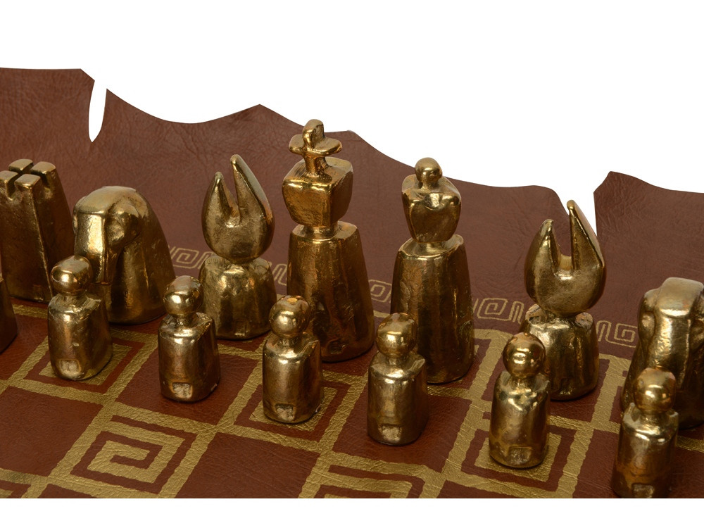 Шахматы биметаллические, шахматное поле из натуральной кожи (артикул 540010) - фото 3 - id-p88581444
