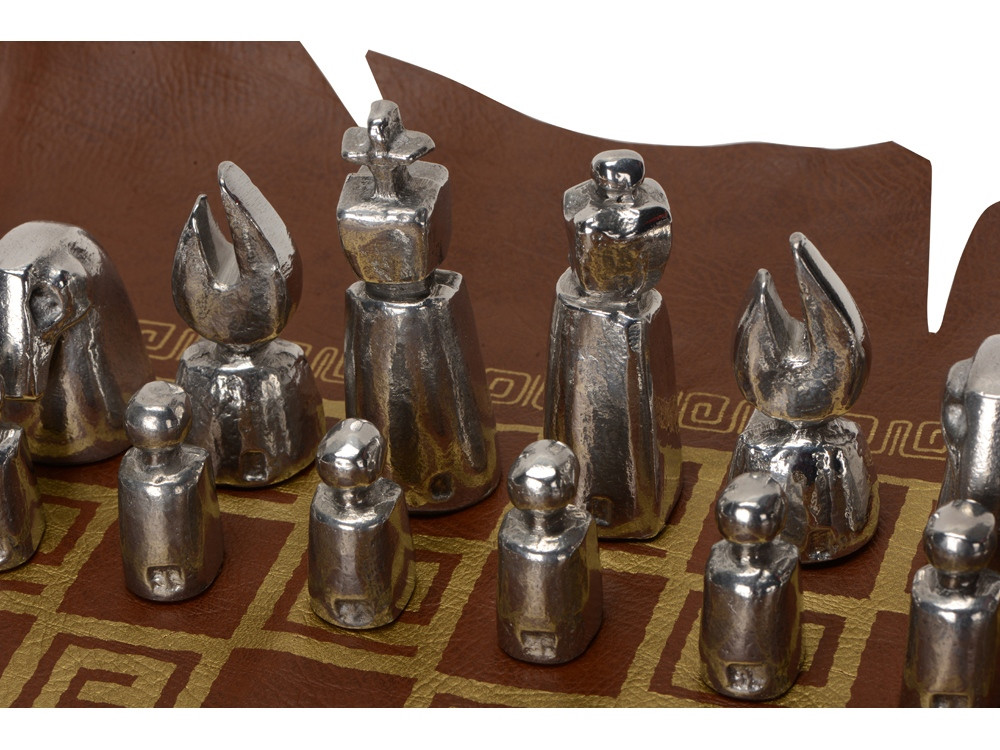 Шахматы биметаллические, шахматное поле из натуральной кожи (артикул 540010) - фото 4 - id-p88581444
