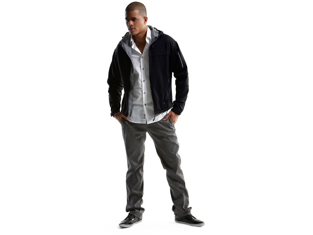 Куртка софтшел Match мужская, черный/серый (артикул 3330699L) - фото 2 - id-p65789544