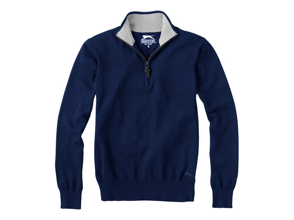 Пуловер Set с застежкой на четверть длины, т.синий/серый (артикул 3322949M) - фото 3 - id-p65790901
