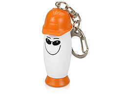 Брелок-фонарик с ручкой в виде человечка в каске, белый/оранжевый (артикул 711108)