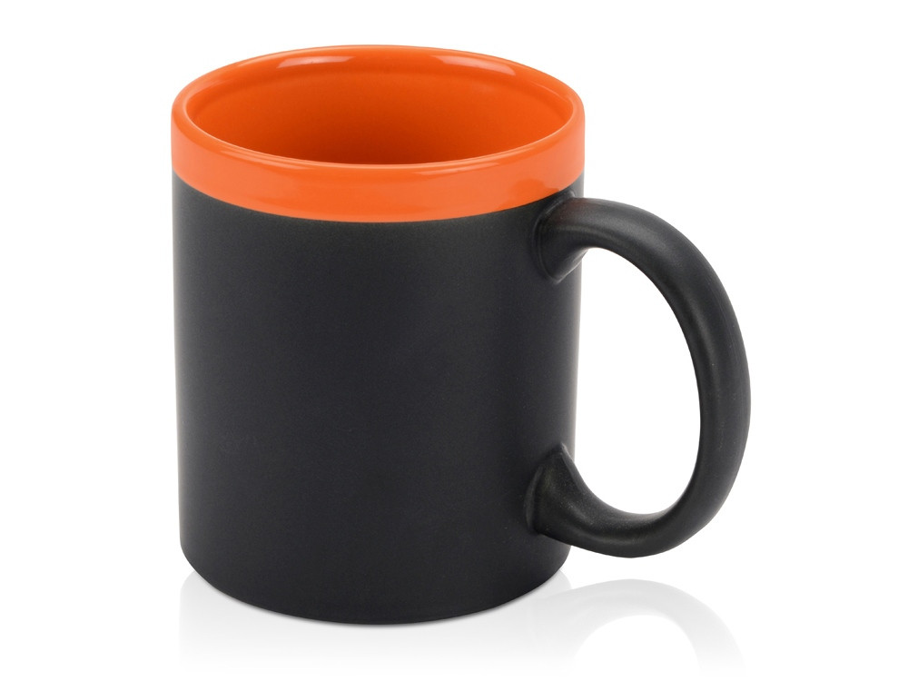 Кружка с покрытием для рисования мелом Да Винчи, черный/оранжевый (артикул 879858) - фото 1 - id-p65791192