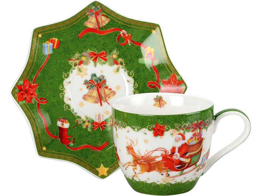Чайная пара Санта Клаус, зеленый (артикул 82185) - фото 1 - id-p65796876