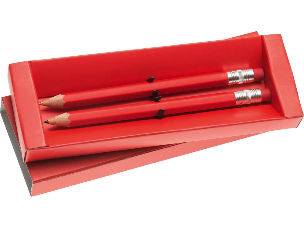 Набор Даллас: ручка шариковая, карандаш с ластиком в футляре, красный (артикул 52360.01) - фото 2 - id-p65796993
