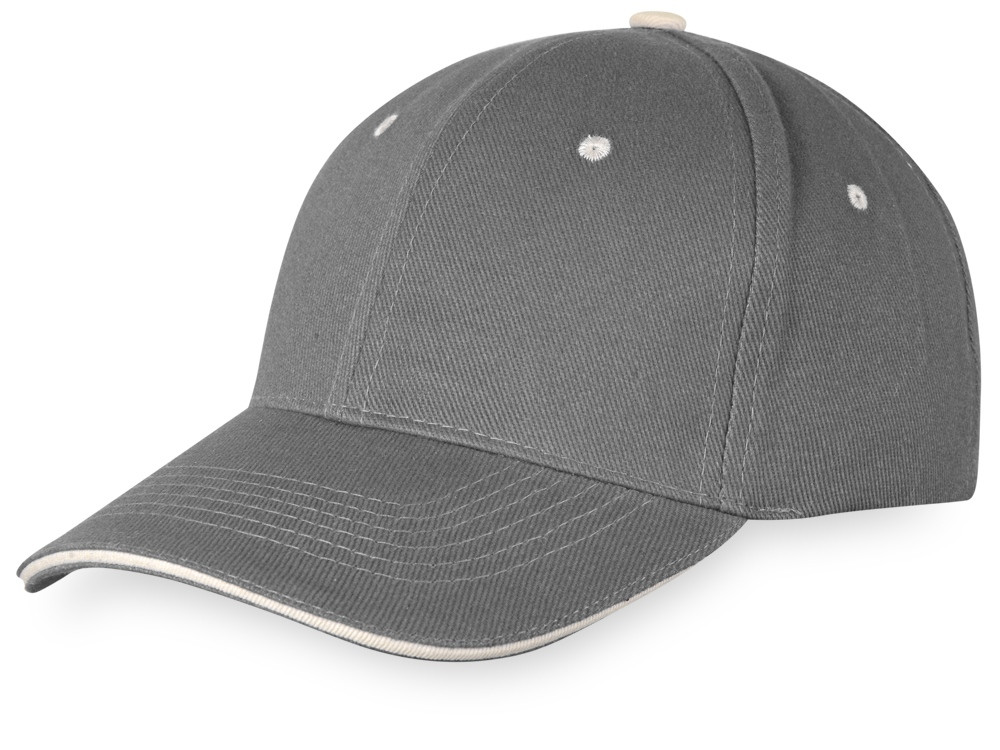 Бейсболка New Castle 6-ти панельная, серый/натуральный (артикул 19548664)