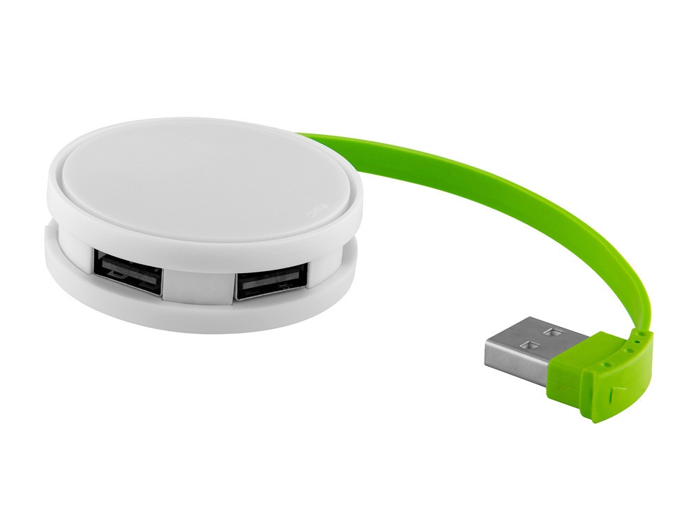 USB Hub Round, на 4 порта, белый/лайм (артикул 13419101)