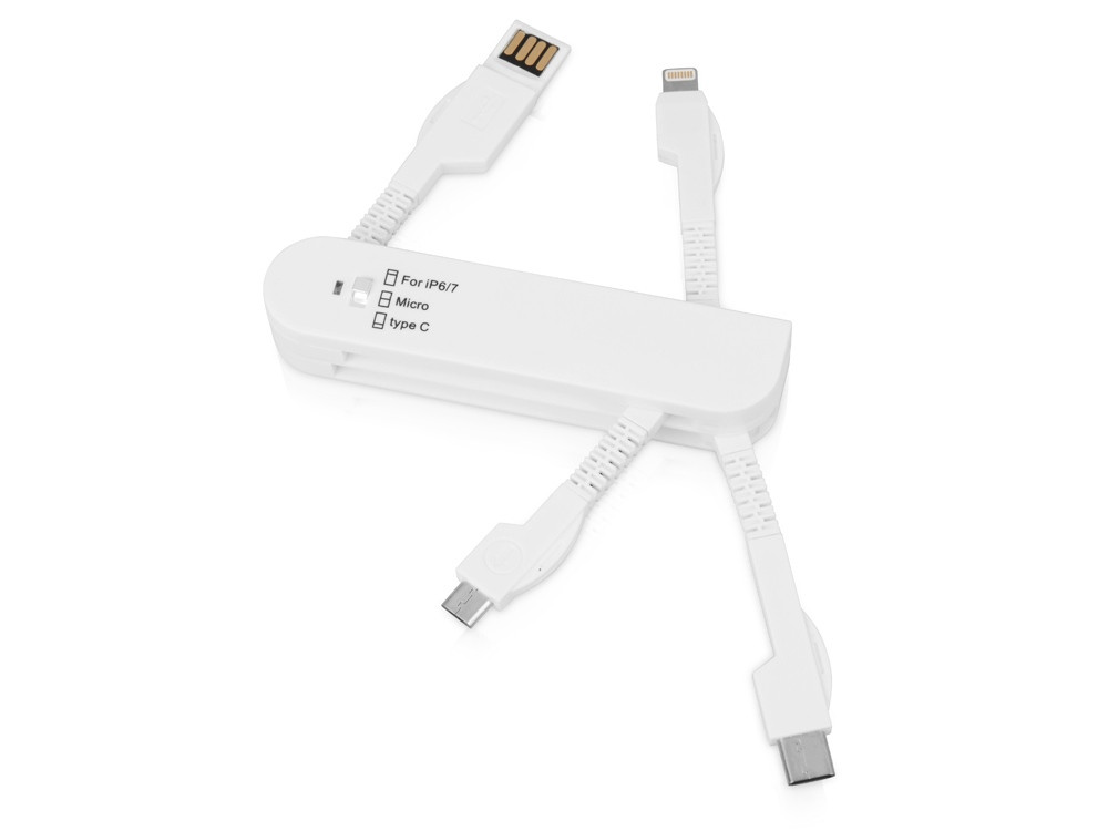Универсальный переходник Smarty (Micro USB / Lightning / Type C), белый (артикул 597116) - фото 1 - id-p65812695