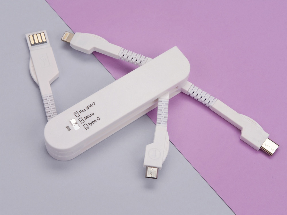 Универсальный переходник Smarty (Micro USB / Lightning / Type C), белый (артикул 597116) - фото 7 - id-p65812695