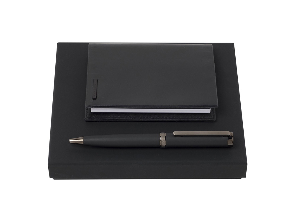 Подарочный набор: блокнот А7, ручка шариковая. Hugo Boss, черный (артикул 60159) - фото 1 - id-p65816199