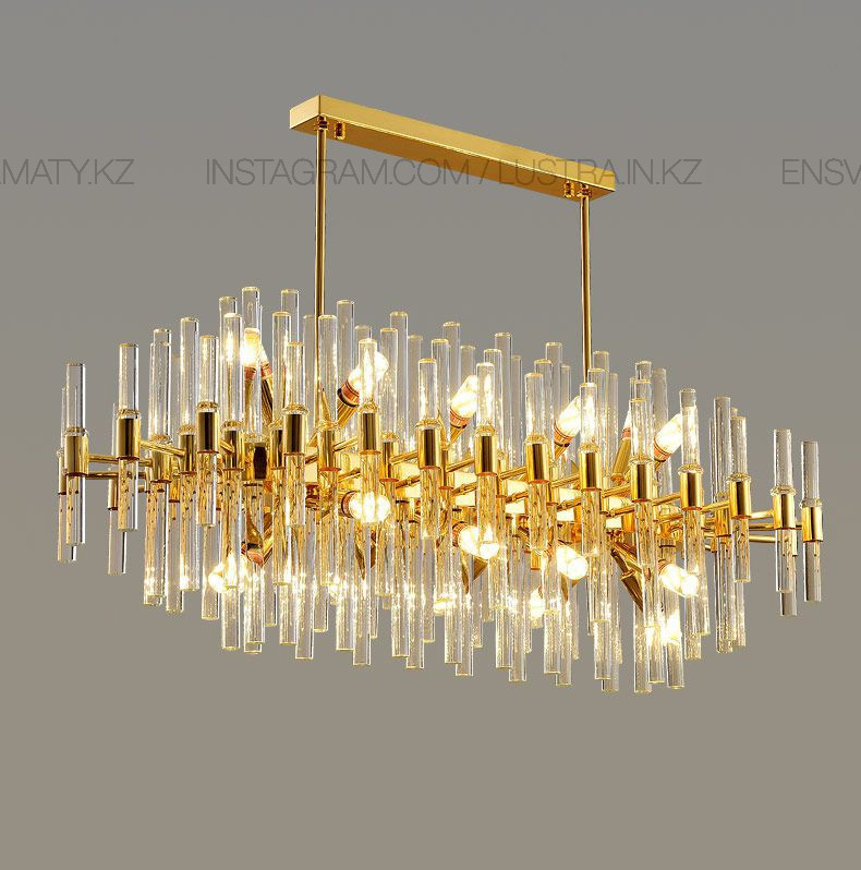 Люстра овальная в стиле modern, на 16 ламп, цвет золото, цоколь Е14, фото 1