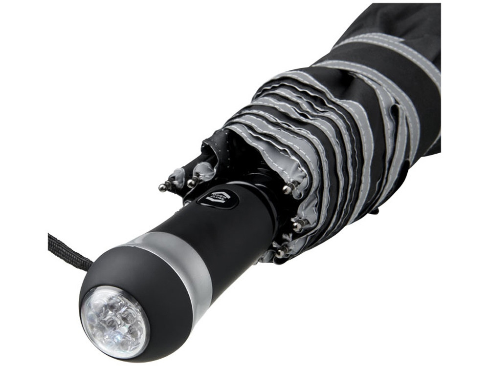 Автоматический зонт 27 со светодиодами, черный (артикул 10913500) - фото 4 - id-p65819803