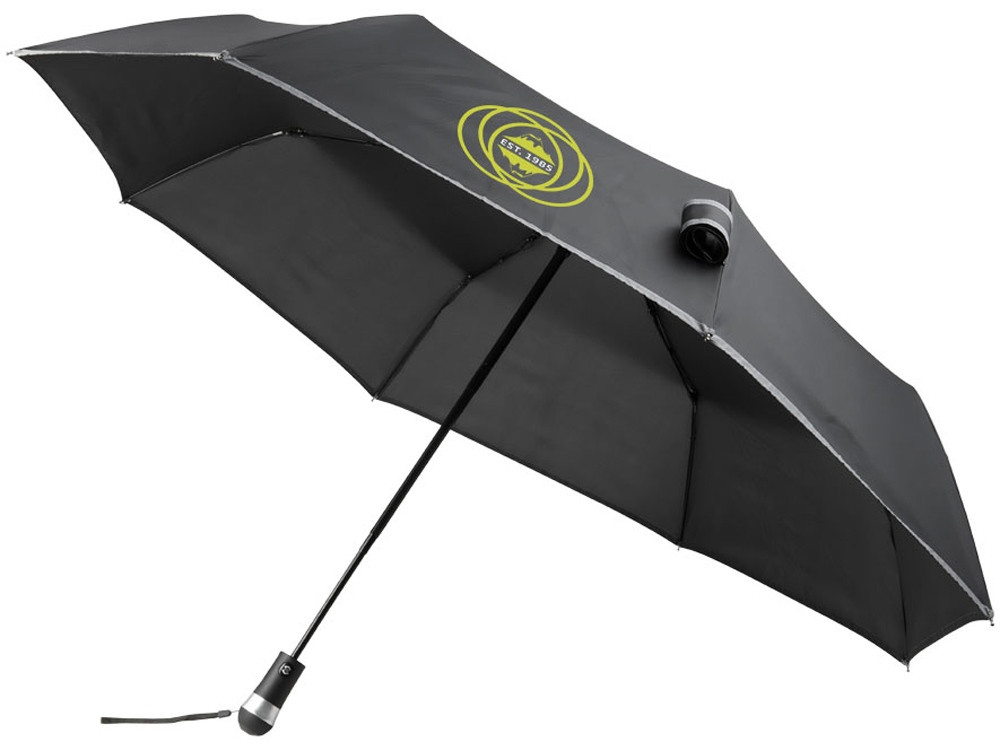 Автоматический зонт 27 со светодиодами, черный (артикул 10913500) - фото 7 - id-p65819803
