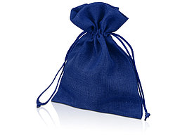 Мешочек подарочный, искусственный лен, средний, темно-синий (артикул 995012)
