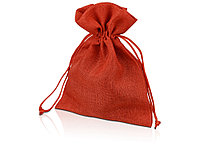 Мешочек подарочный, искусственный лен, средний, красный (артикул 995014)