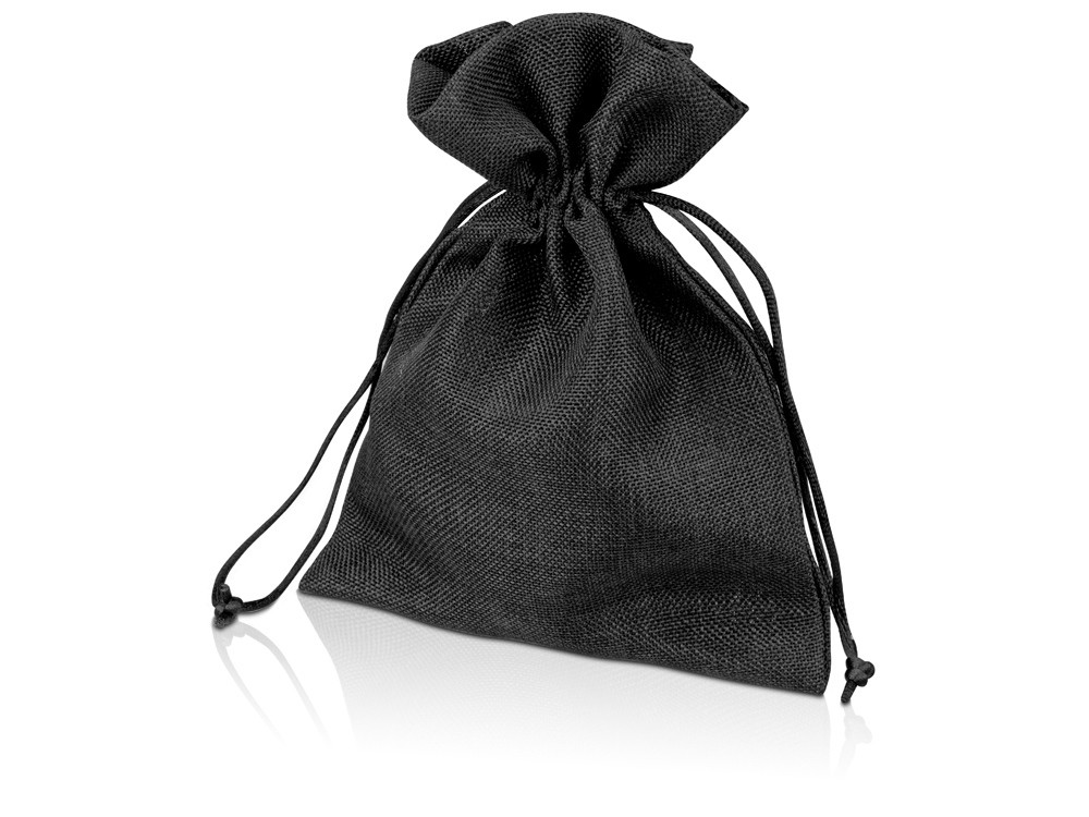Мешочек подарочный, искусственный лен, средний, черный (артикул 995016)