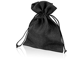 Мешочек подарочный, искусственный лен, средний, черный (артикул 995016)