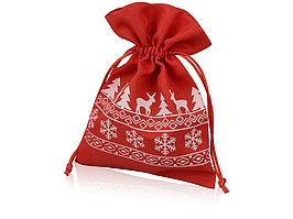Мешочек подарочный новогодний, хлопок, средний, красный (артикул 995018)