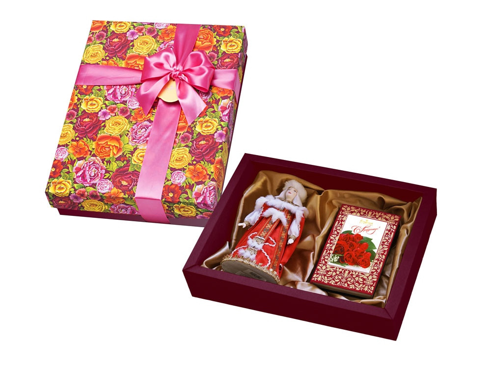 Набор С Праздником: кукла декоративная, шоколадные конфеты Конфаэль, красный (артикул 13518) - фото 1 - id-p65811835