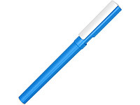 Ручка пластиковая шариковая трехгранная Nook с подставкой для телефона в колпачке, голубой/белый (артикул