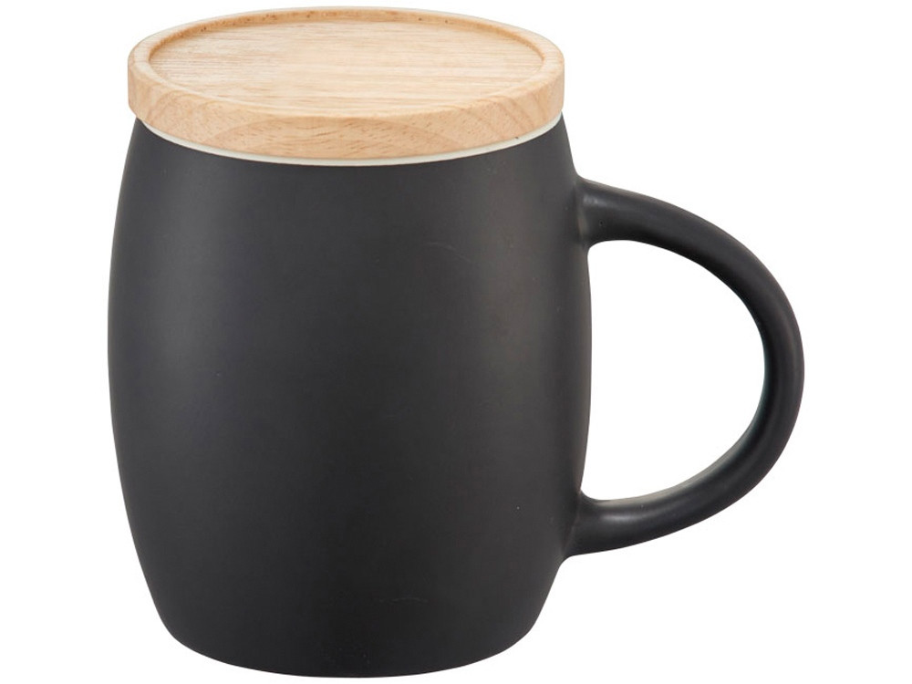 Керамическая чашка Hearth с деревянной крышкой-костером, черный/белый (артикул 10046600) - фото 2 - id-p65813071