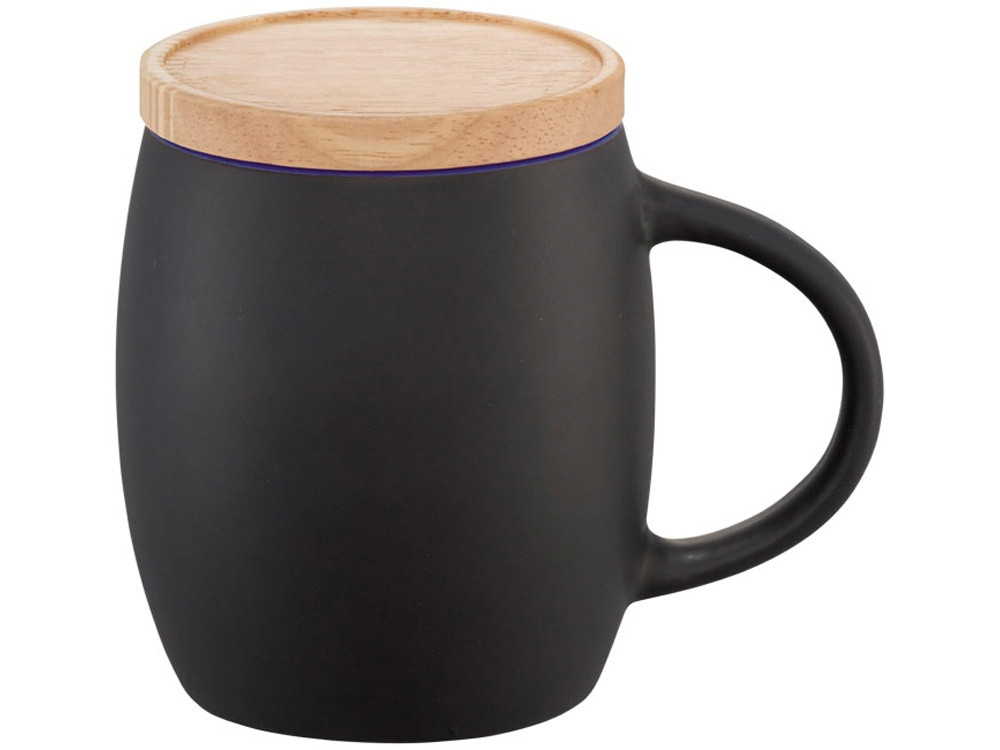 Керамическая чашка Hearth с деревянной крышкой-костером, черный/синий (артикул 10046601) - фото 2 - id-p65813072