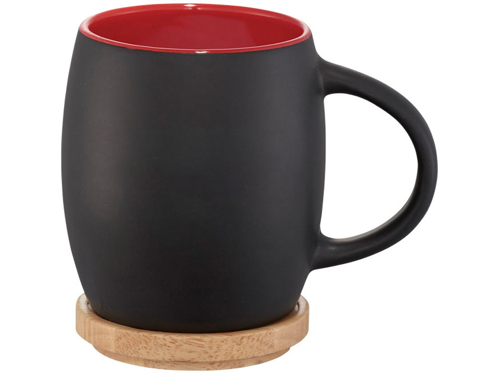 Керамическая чашка Hearth с деревянной крышкой-костером, черный/красный (артикул 10046602) - фото 1 - id-p65813073
