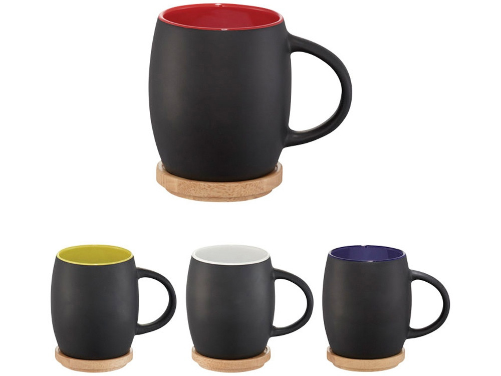 Керамическая чашка Hearth с деревянной крышкой-костером, черный/красный (артикул 10046602) - фото 5 - id-p65813073