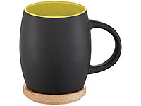 Керамическая чашка Hearth с деревянной крышкой-костером, черный/лайм (артикул 10046603)